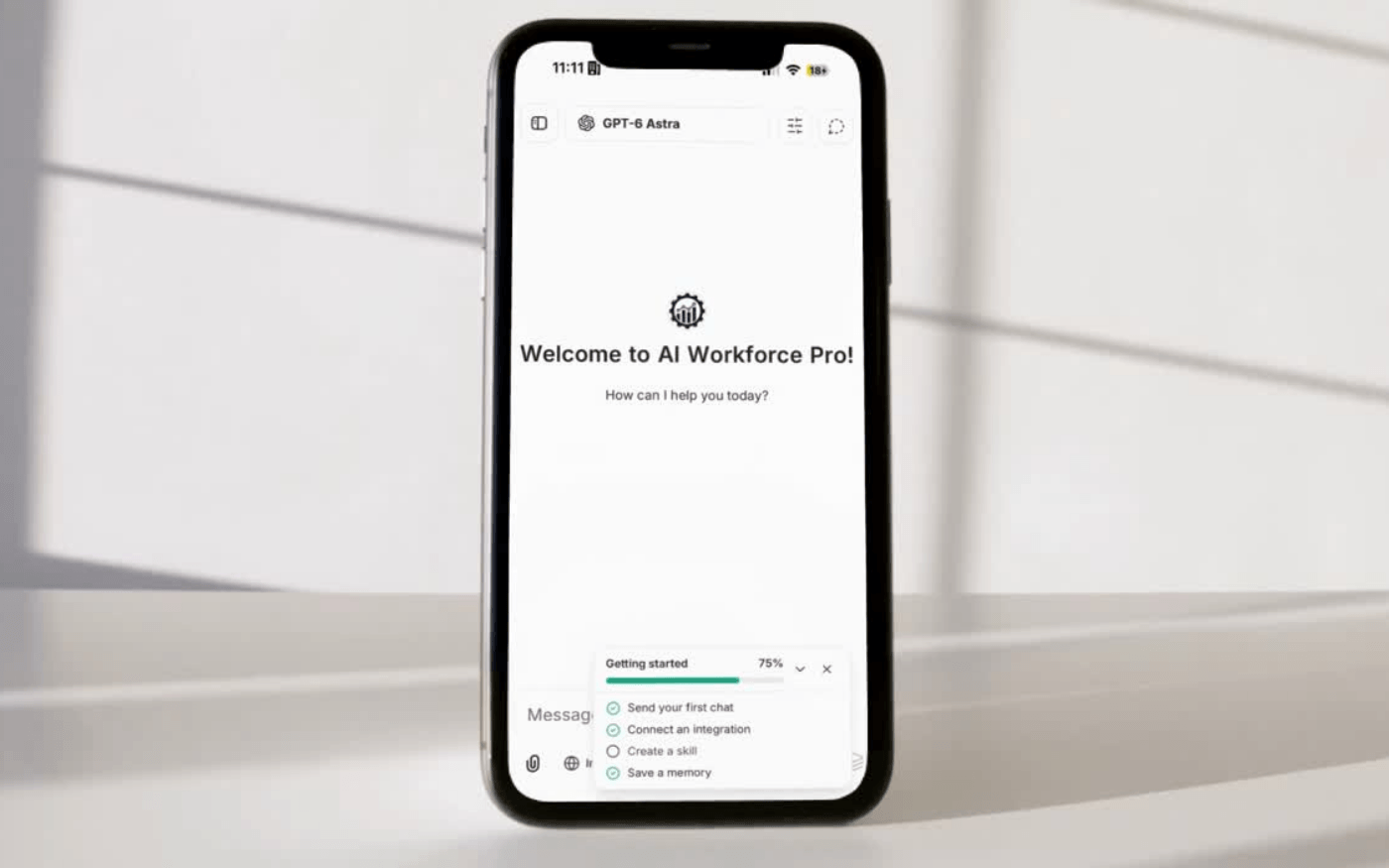 The mobile app showing a chat and the morning digest.
